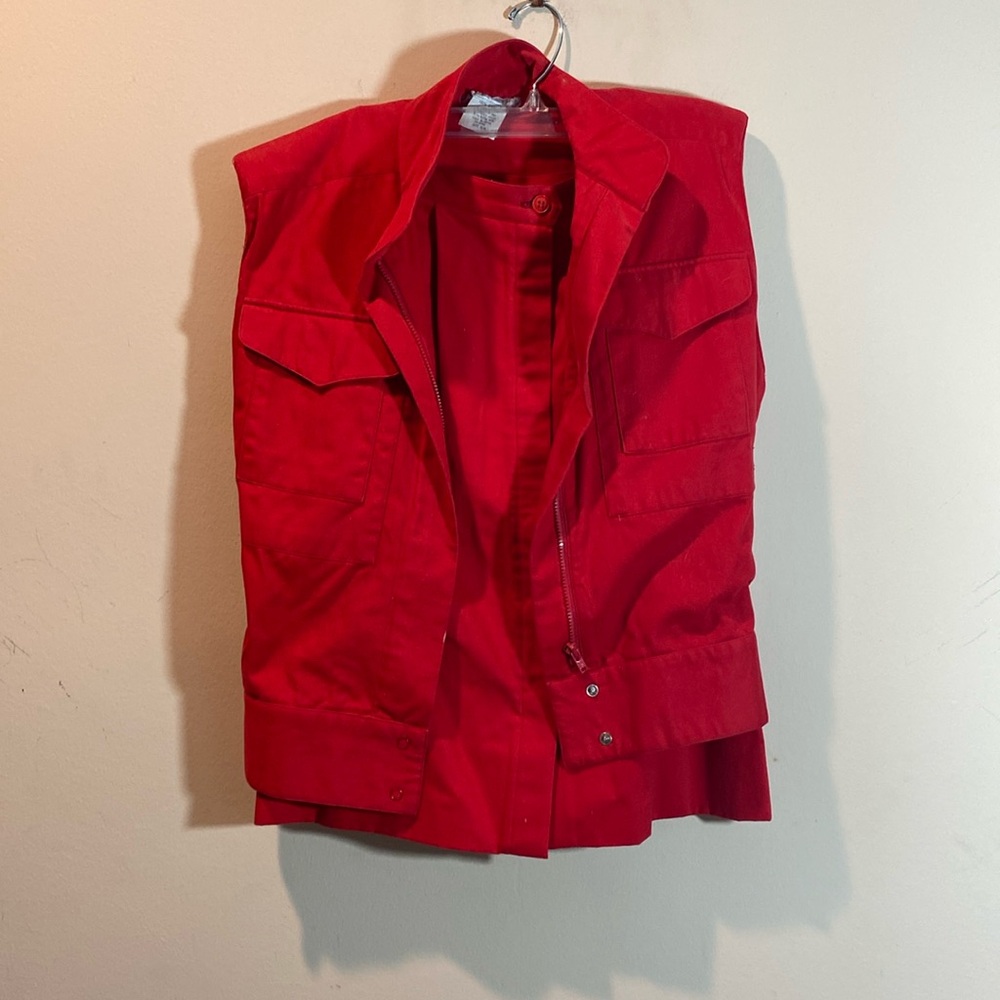 Vintage Cotton Red Skirt and Jacket Vest
